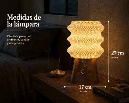 Velador Lámpara De Mesa Ondulada Nórdico Impresión 3dmaam - Image 2