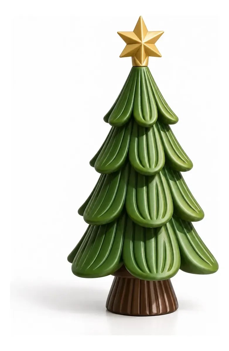 Árbol De Navidad Decorativo Verde Con Estrella Dorada 16cm
