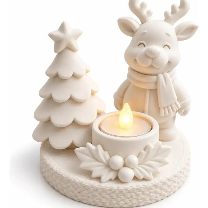Portavela Navideño Reno Árbol De Navidad Decorativo Adorno