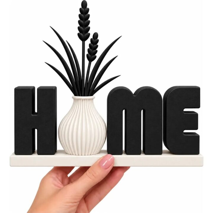 Cartel Home Decorativo Con Florero Impresión 3d 3dmaam