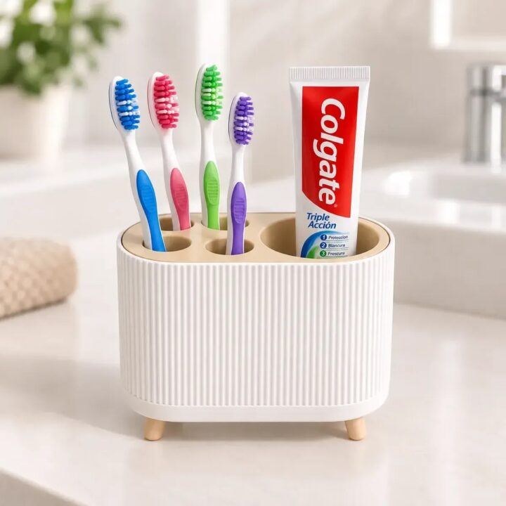 Porta Cepillos De Dientes 4 Cepillos + Pasta Organizador 3d
