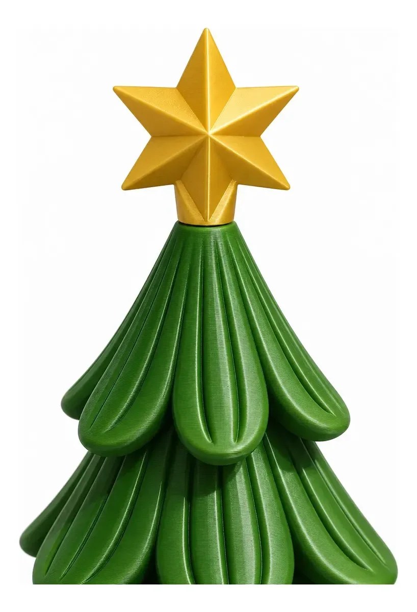 Árbol De Navidad Decorativo Verde Con Estrella Dorada 16cm