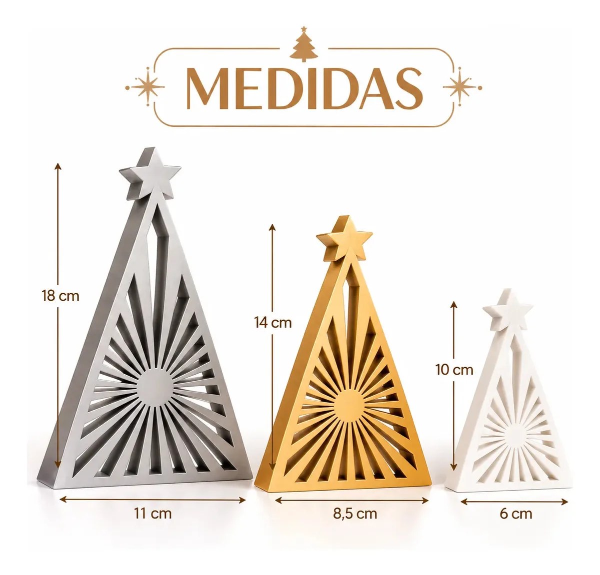 Set De 3 Árboles De Navidad Decorativos Modeno Packx3