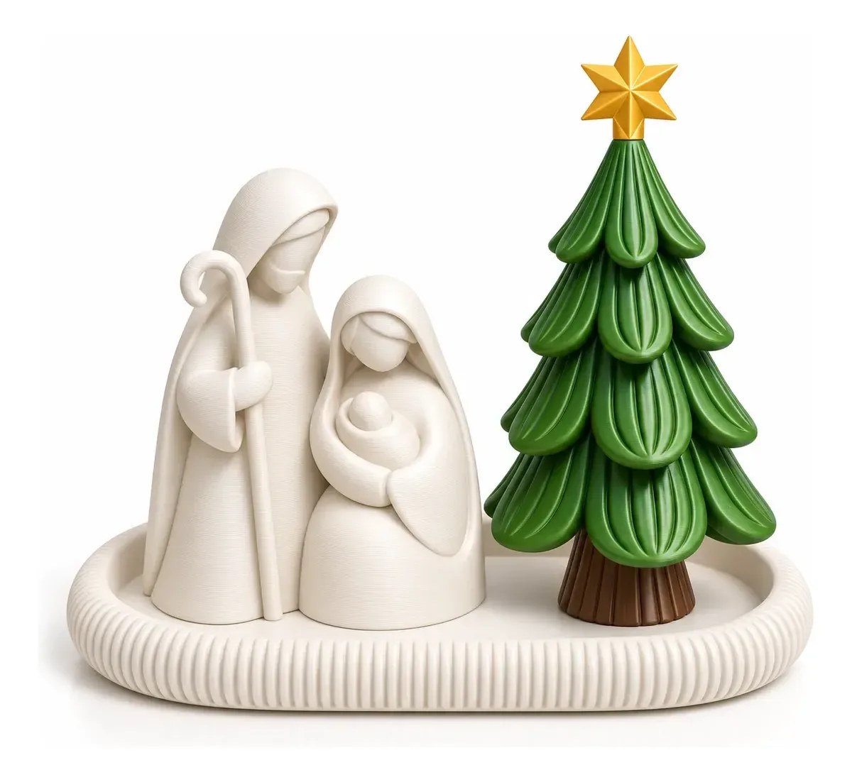 Árbol De Navidad Decorativo Verde Con Estrella Dorada 16cm