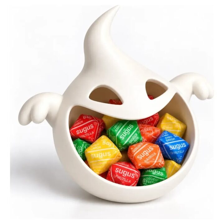 Caramelera Fantasma 3d Porta Caramelos Vela Halloween Deco